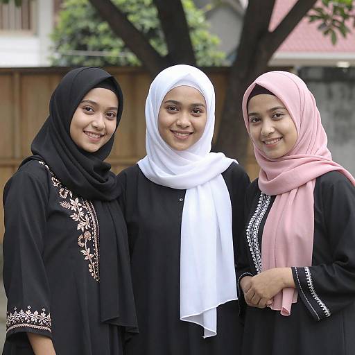Portrait of Three Women in Hijabs