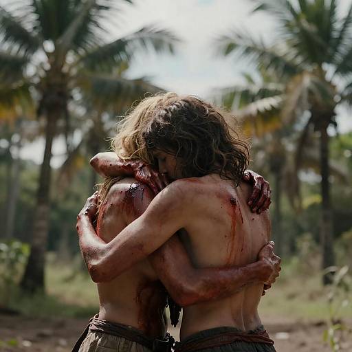 Intense Embrace in a Forest