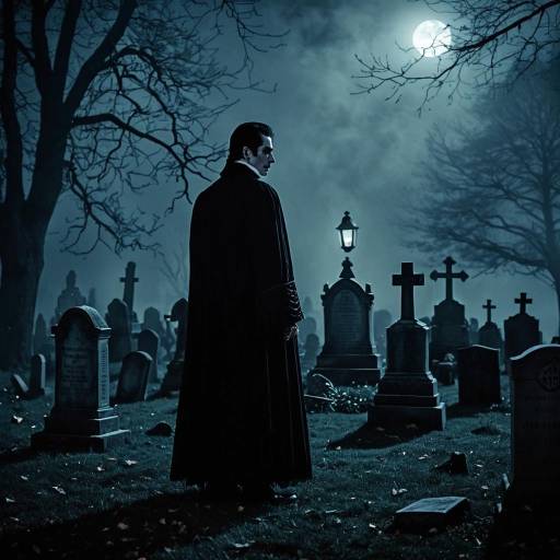 Eerie Vampire Lord in Foggy Graveyard