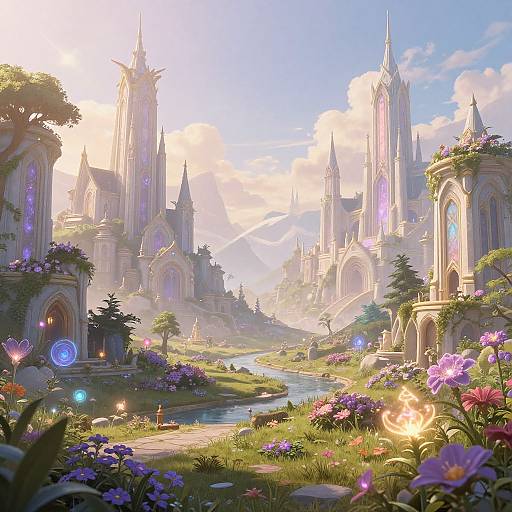 Serene Elven Cityscape at Dawn