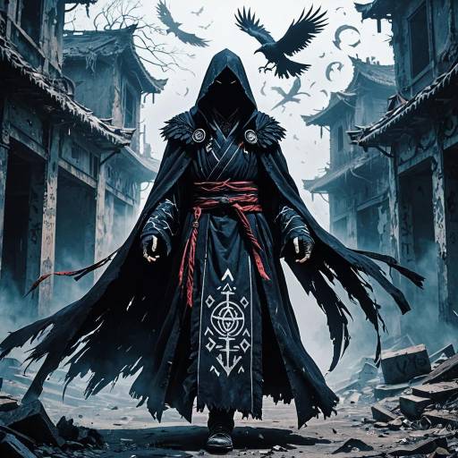 Mysterious Shadow Caster in Ruined City