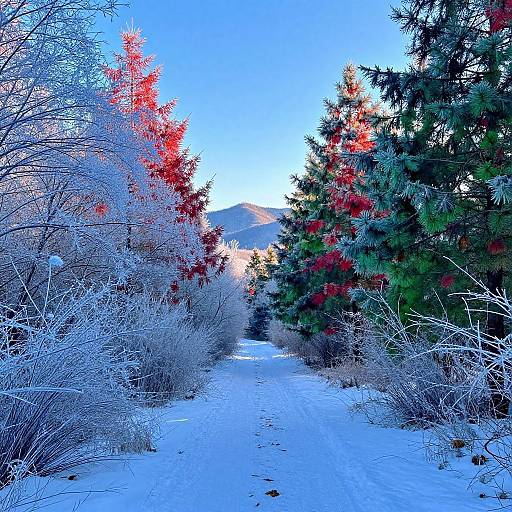 Surreal Vibrant Winter Forest Landscape