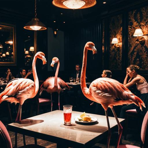 Flamingos in Fancy Restaurant