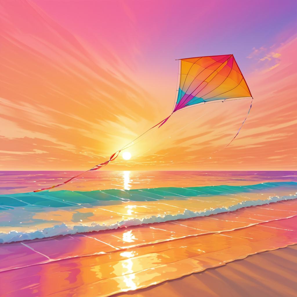 Joyful Kite Flying at Sunset Beach