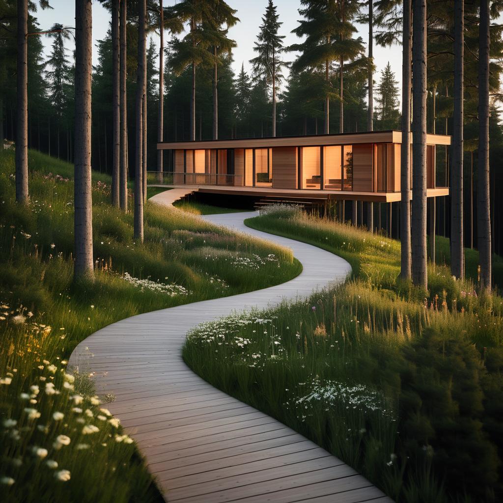 Scenic Cedar Grove Pathway at Dusk