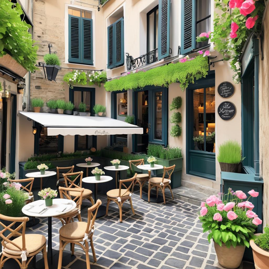 Charming French Bistro Café Scene