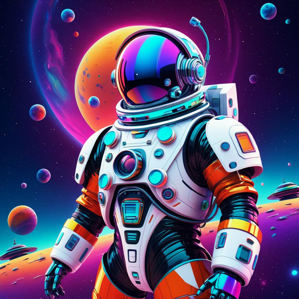 Retro-Futuristic Robot in Space Suit