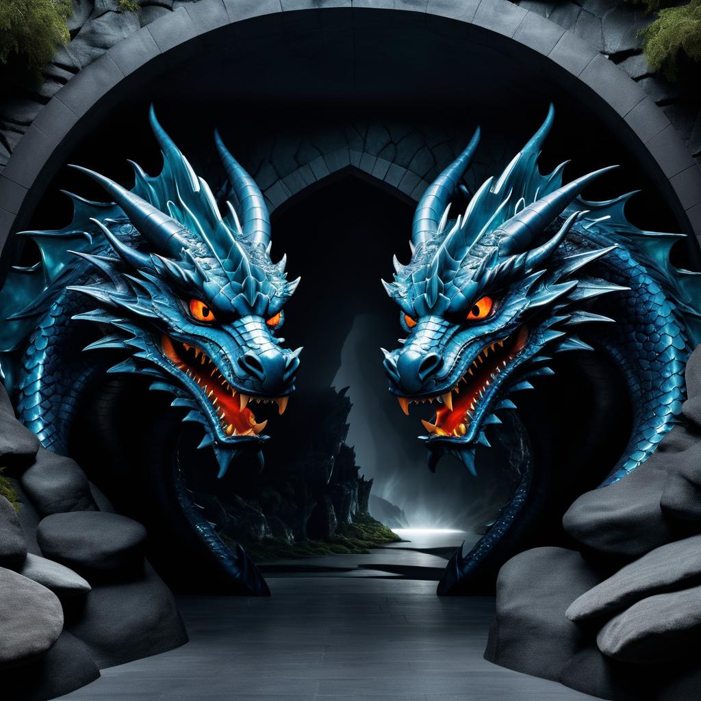 Dragons in a Sinister Mountain Cave