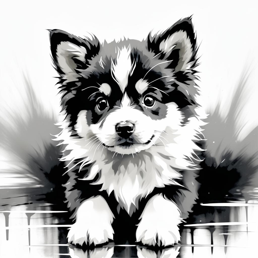 Adorable Playful Puppy Sketch Illustration