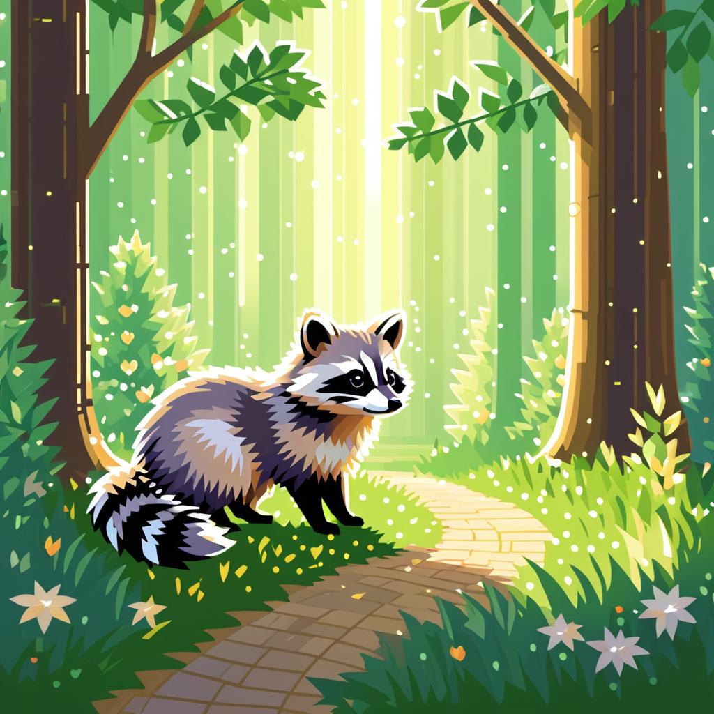 Cute Raccoon in a Cozy Grove