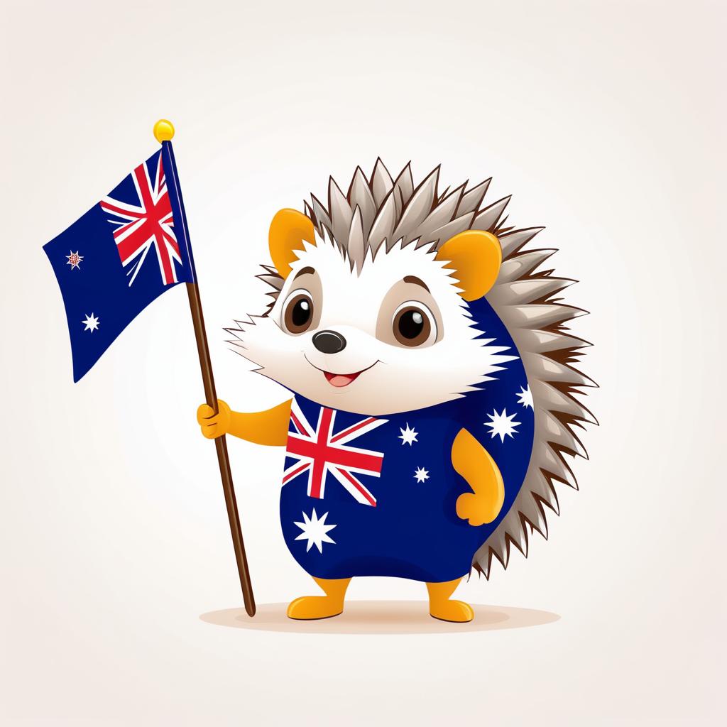 Cartoon Hedgehog with Australian Flag