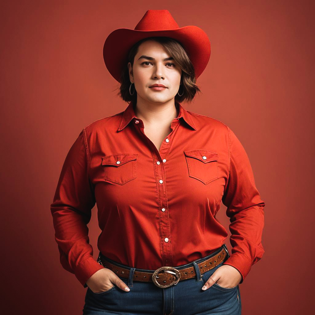 Confident Plus-Size Cowgirl Photo Shoot