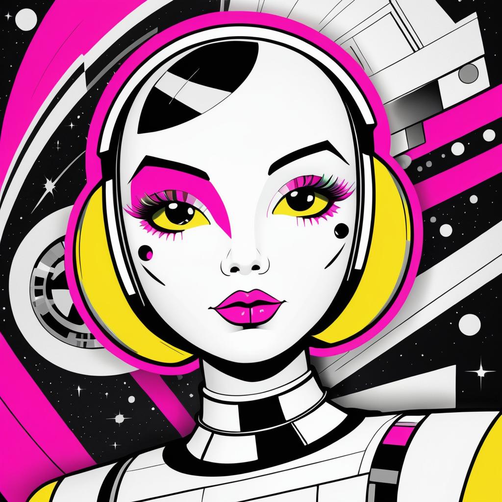 Vintage Pop Art Robot Illustration