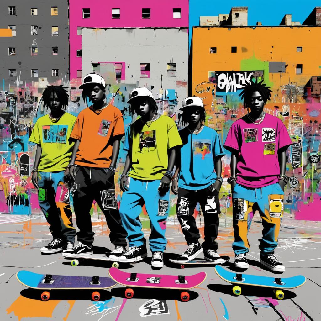 Vibrant Urban Skateboarding Graffiti Art