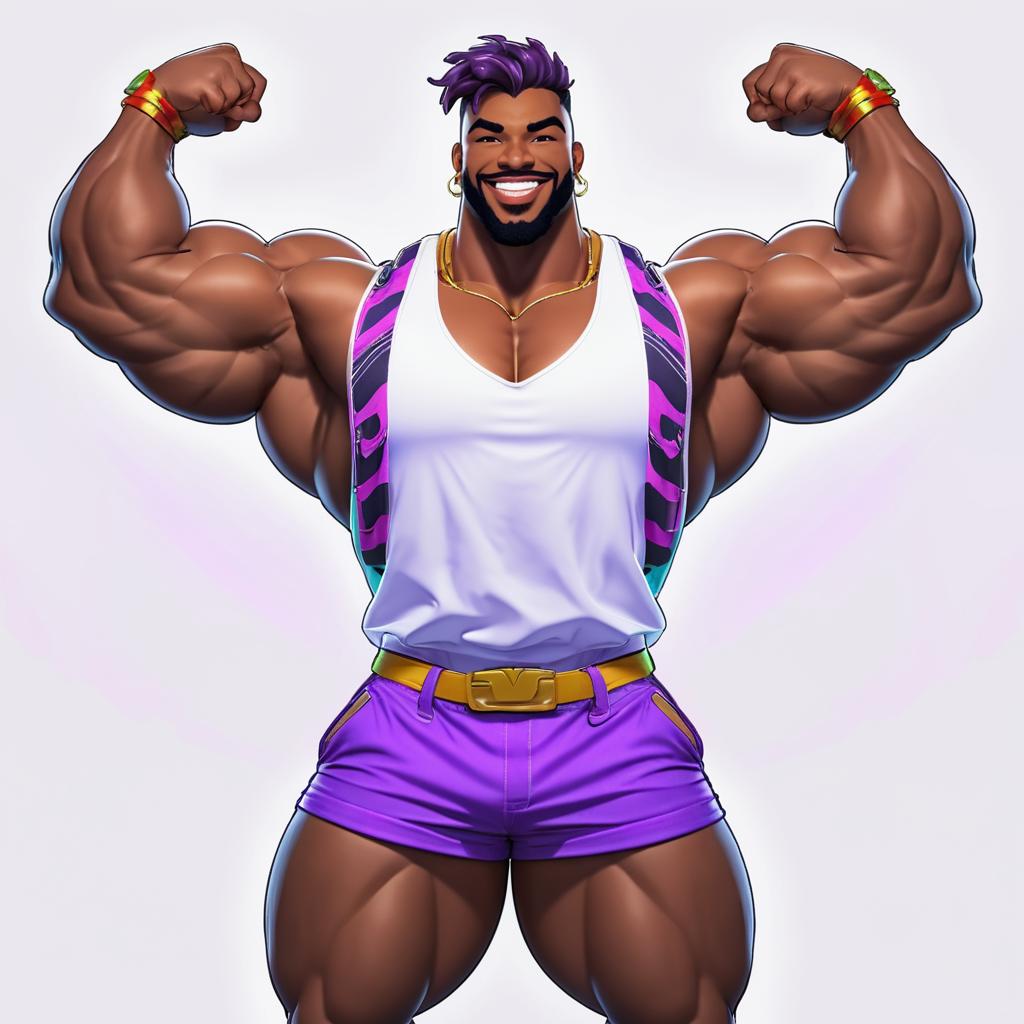 Muscular Non-Binary Character with Huge Arms