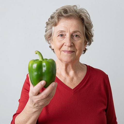 Senior Woman Holding Green Pepper