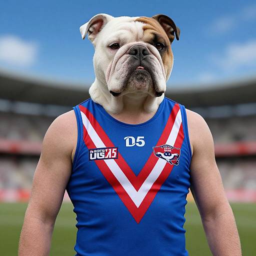 Mythical Bulldog Man in AFL Attire