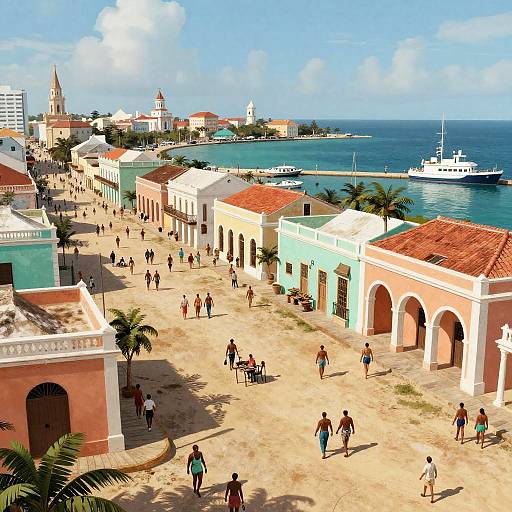 1700s Caribbean Port Town Scene