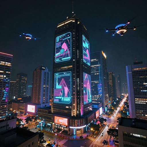 Neon Cybertech Cityscape at Night