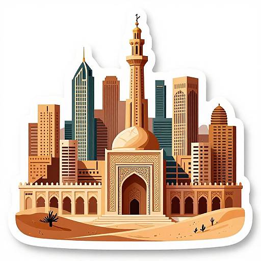 Sci-Fi Desert City with Islamic Architecture