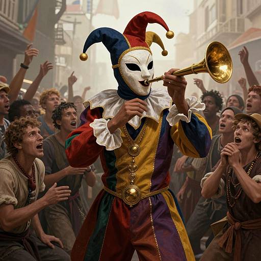 Jester with Bauta Mask Performing