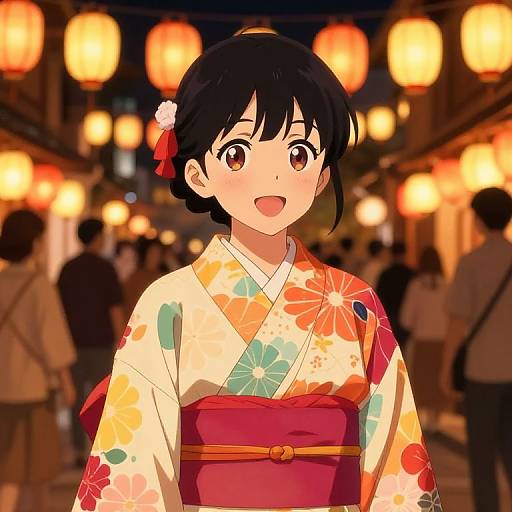 Anime Female in Festival Yukata