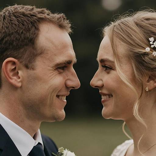 Intimate Close-Up of a Smiling Couple