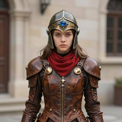 Young Woman in Steampunk Armor