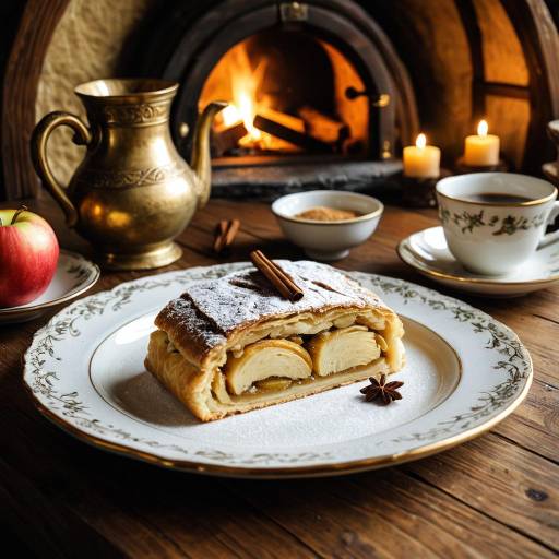 Spiced Apple Strudel by Fireplace