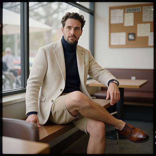 Summer Preppy Man in Cozy Setting