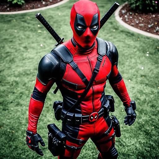 Epic Deadpool Cosplay in Overhead Shot