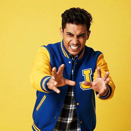 Intense Portrait of a Male in Varsity Jacket