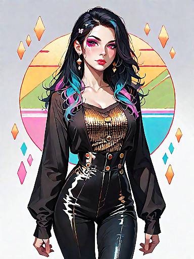 Stylish Woman in Evening Wear with Sequined Top