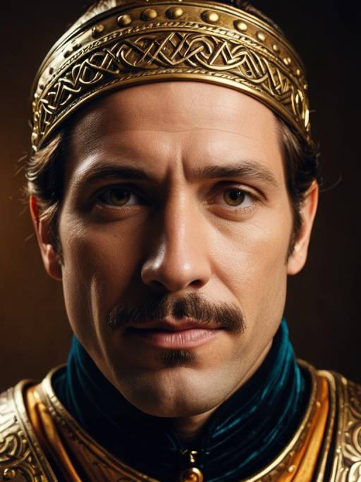 Man in Ornate Golden Crown and Medieval Costume