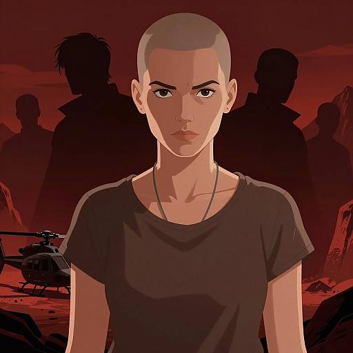 Serious Woman in a Stark Landscape