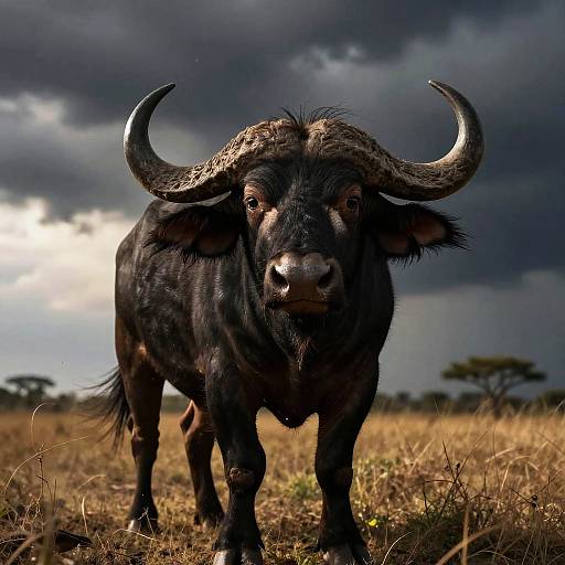 Windblown Cape Buffalo Golden-Hour Portrait