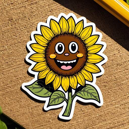 Laughing Sunflower Cartoon Sticker