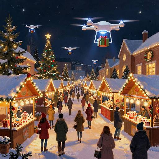 Joyful Christmas Market Digital Scene