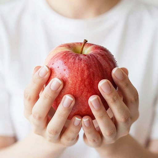 Elegant Hands Holding Red Apple