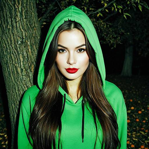 Halloween Girl in Green Hooded Costume