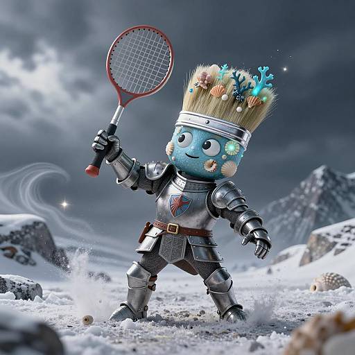 Heroic Paintbrush Artist in Stormy Peaks