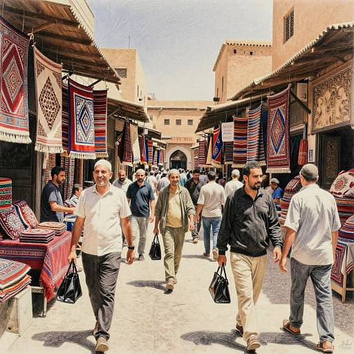 Moroccan Market Street Pencil Drawing