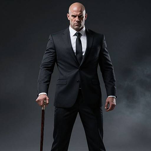 Ultrarealistic Powerful Bald Man Portrait