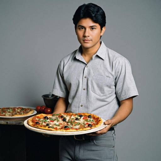 Young man holding vegetable pizza