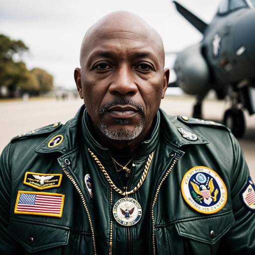 Bald African American Military Aviator in Classic Jacket
