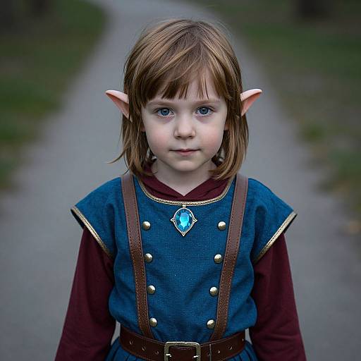 Child in Night Elf Costume Close-Up