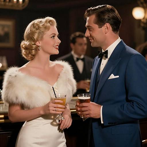 Vintage Couple in Elegant Bar Setting