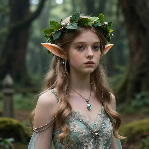 Realistic Elf in Enchanted Forest