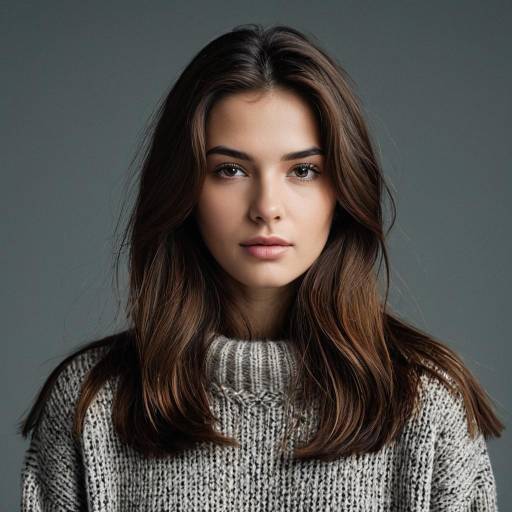 Realistic Portrait of Woman in Brown Sweater