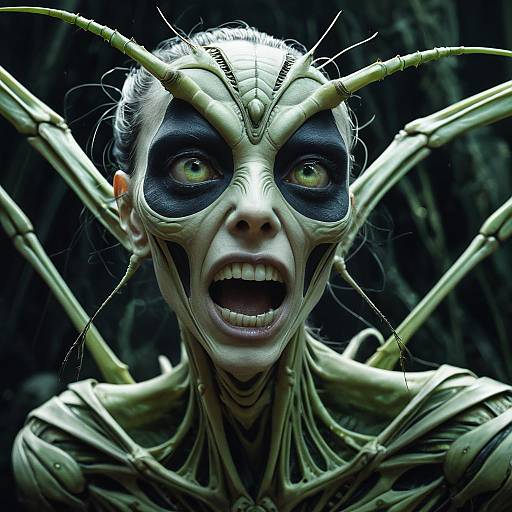 Futuristic Pale Mantis Woman Portrait